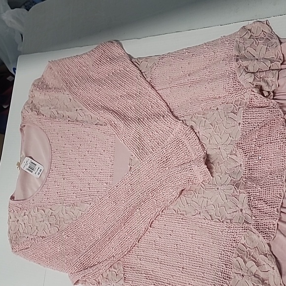 Indigo Soul Women's Lined Lace Layered Tunic 2XL Sequin Detail Long Sleeves Pink - Picture 10 of 10